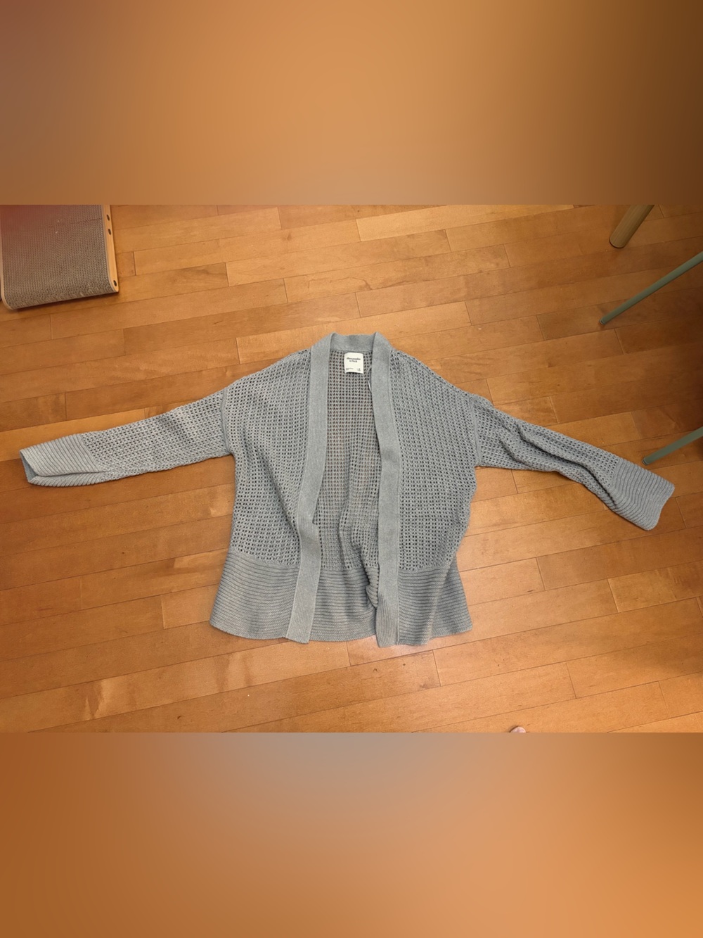 Abercrombie & Fitch Light Gray/Blue Open-Weave Draped Cardigan